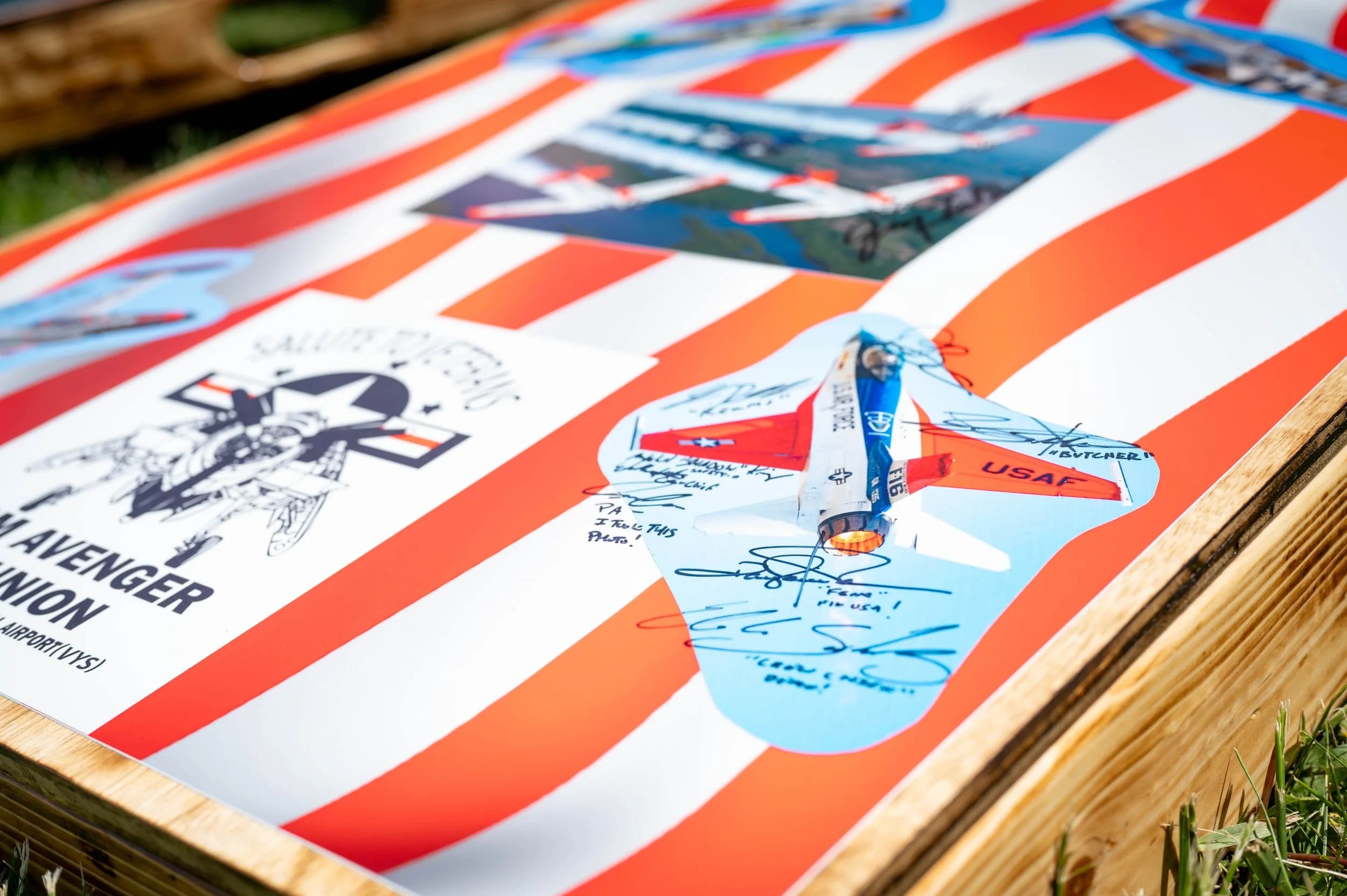 Aerial view of Skyfest with aircraft and crowds